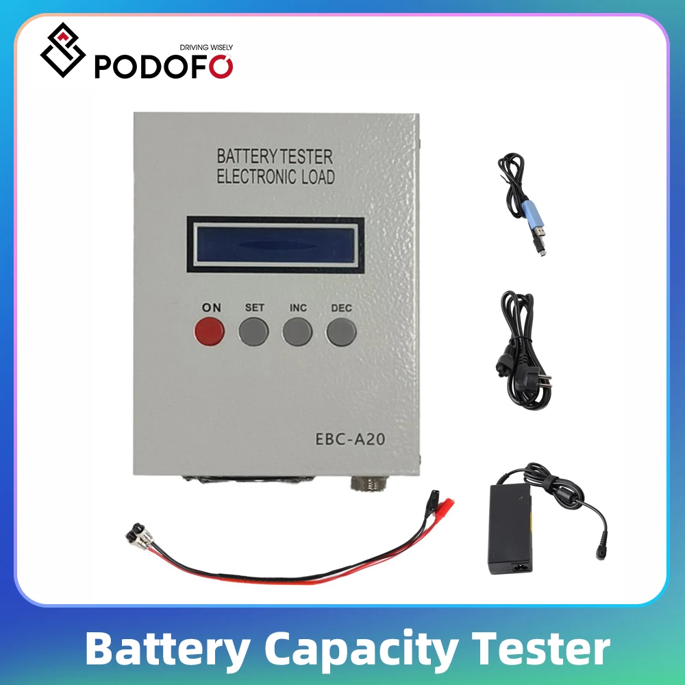 Podofo Entladungsmessgerät Batteriekapazitätstester Batterietester Lichtmaschinen-Tester Kfz-Analysegerät zur Überprüfung von Lichtmaschine & Batterieladesystem 5A Ladung 20A