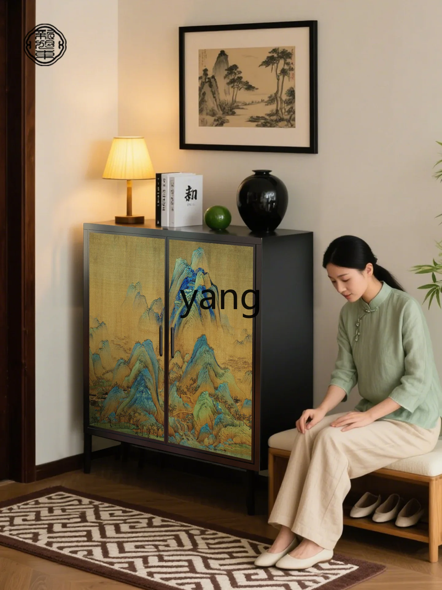 

LH Home Entrance Cabinet Integrated Song Dynasty Aesthetics Thousand Miles of Rivers and Mountains