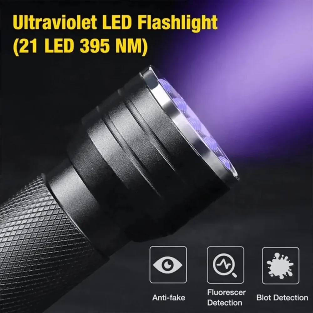 Mini Banknote Detection Flashlights Tube Light 21led Lamp Uv Flashlight Nail Art Lamp Uv Fluorescence Detection Uv Lamp