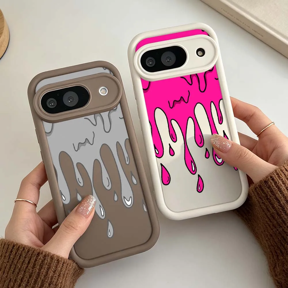 

Cartoon Dripping Paint Phone Case For Google Pixel 10 9 8A 8 7 7A Pro XL 5G Eye Ladder Soft Silicon Shockproof Cover