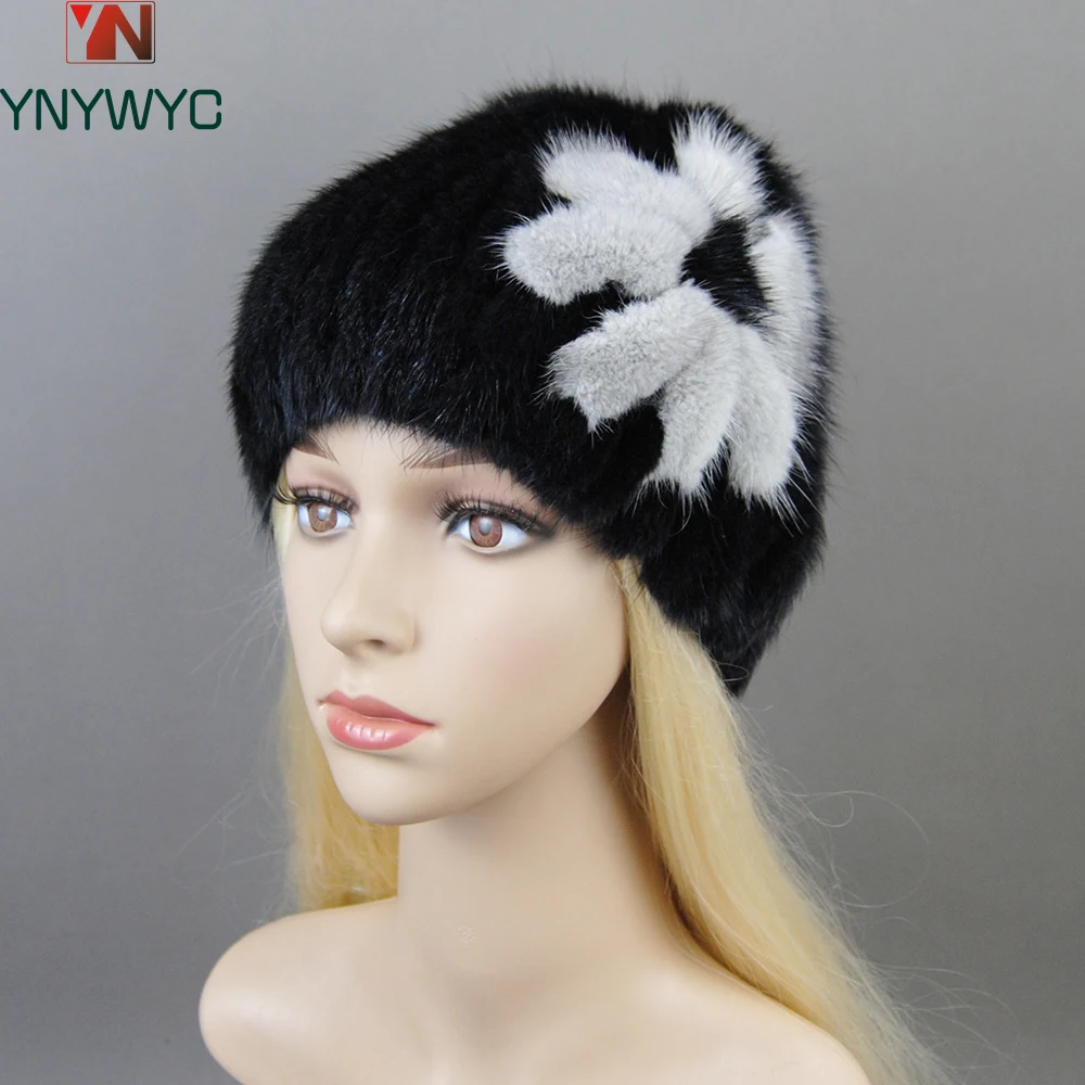 

Women Winter Fur Hats Real Mink Fur Hat Thick Warm Fashion Knitted Fur Beanies Female Good Quality Luxury Lady Real MInk fur Cap