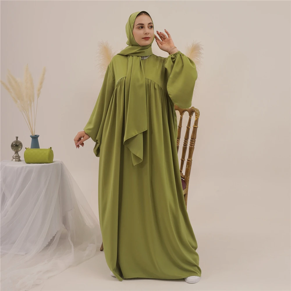 New Eid Ramadan Djellaba Women Muslim Dubai Saudi Abaya With Scarf Dress Plain Turkish Arab Robe Islamic Femme Musulmane Vestido