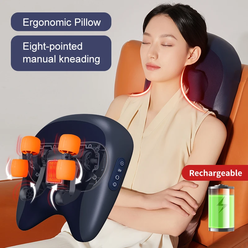 Smart Library Powerful 3D Kneading Shiatsu Back Massager Heat Massage Pillows For Effective Body Relief-Targeting Neck Shoulder