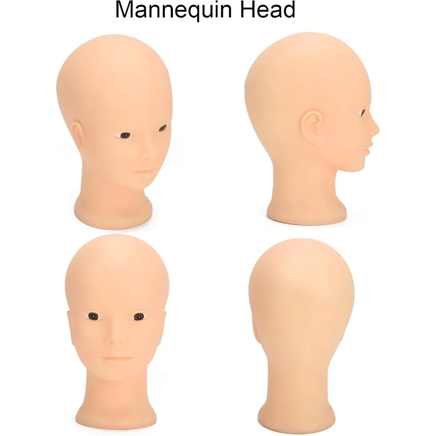 رأس تدريب على ممارسة المكياج ثلاثية الأبعاد مقاس 19.3 بوصة مع مجموعة وصلات رموش من السيليكون الناعم لتعليم مستحضرات التجميل وجه دمية واقعي للرجال
