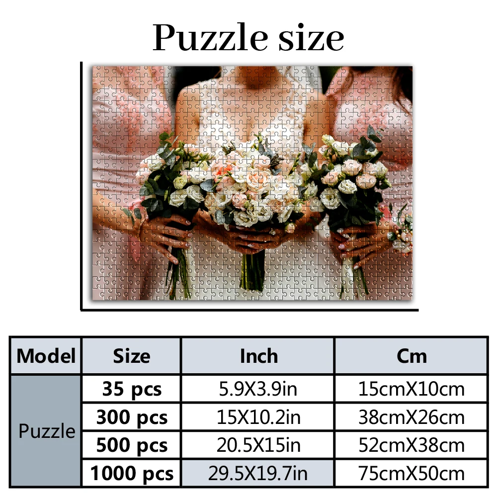 35/300/500/1000pcs Personalized Custom Photo Puzzle family photo Customize Multiple Sizes Available