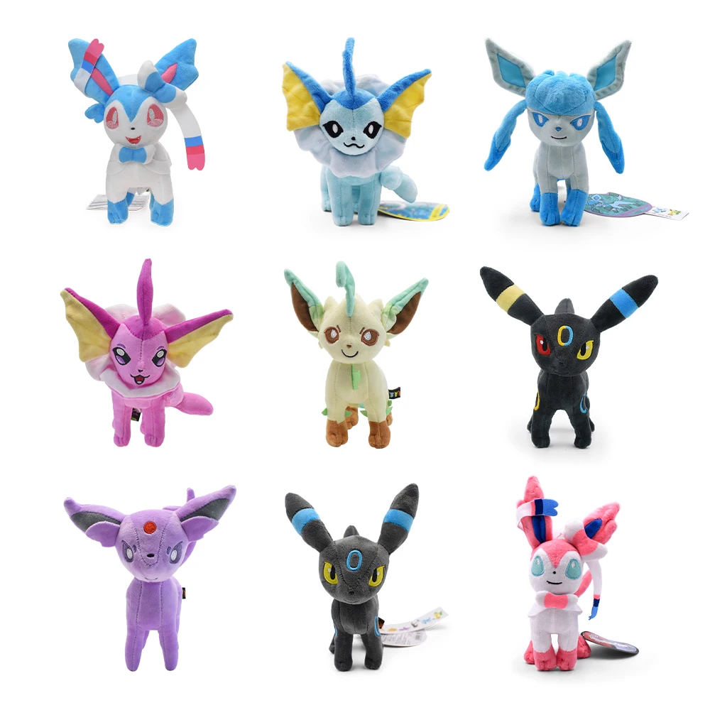 Peluche de Leafeon, Vaporeon, Glaceon, Sylveon, Espeon y Umbreon, Juguete de Peluche Suave, Coleccionable, Regalo para Niños y Fans