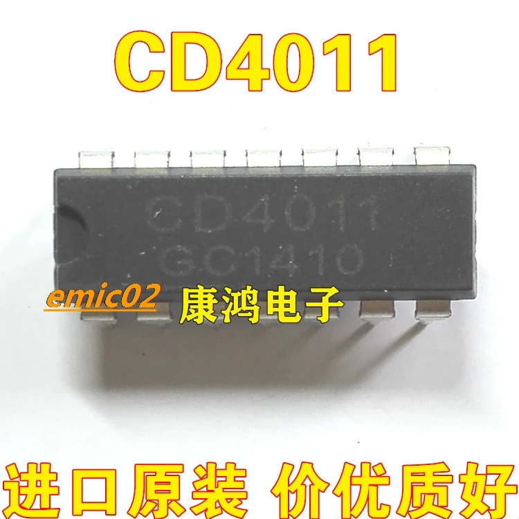 10pieces Original stock  CD4011 CD4011BE DIP14 CMOS 2