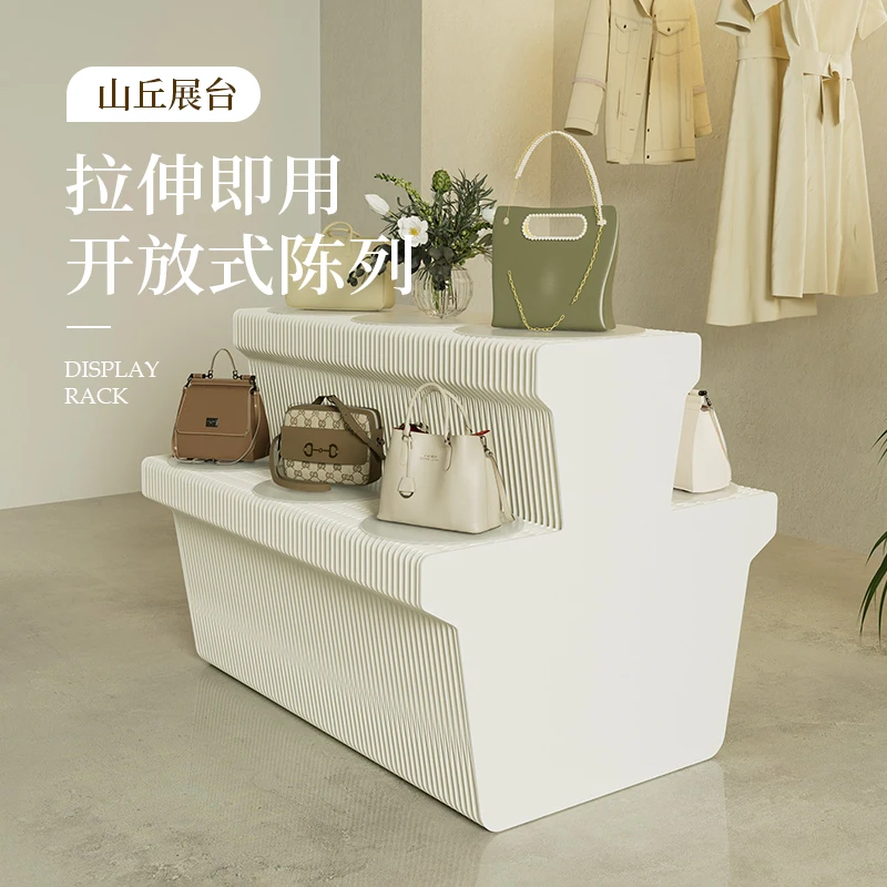 

Booth Display Stand Decorative Display Shelf Multi-layer Middle Island Display Stand Foldable Light Exhibition Table