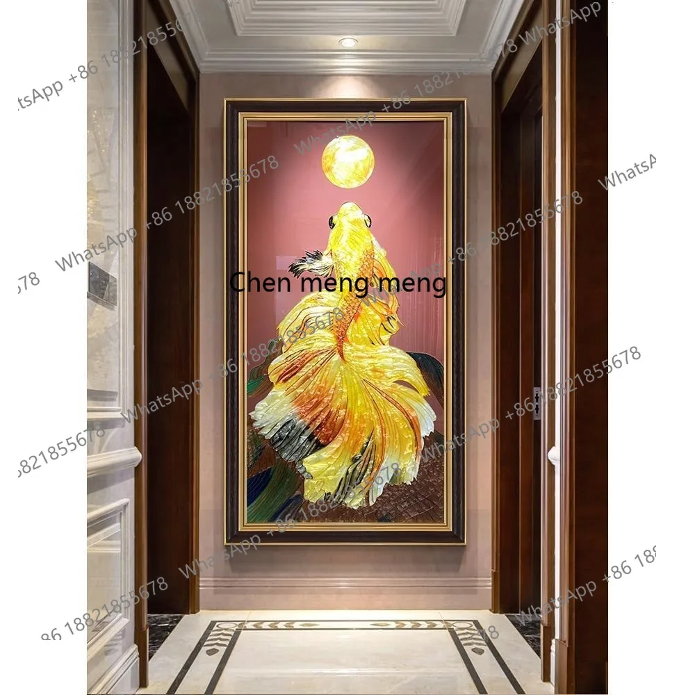 

Koi, new Chinese corridor aisle decorative painting, modern, three-dimensional entrance