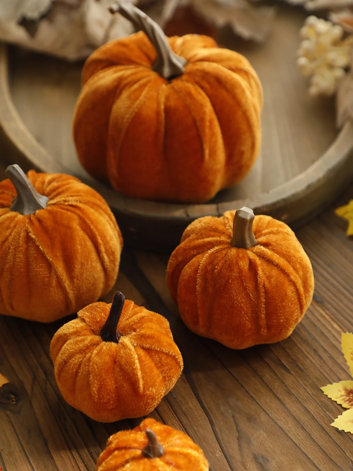 ديكور القرع المخملي الاصطناعي ، ديكور اليقطين البني للخريف ، عيد الهالوين ، عيد الشكر ، حصاد الخريف ، هدية ديكورات المنزل