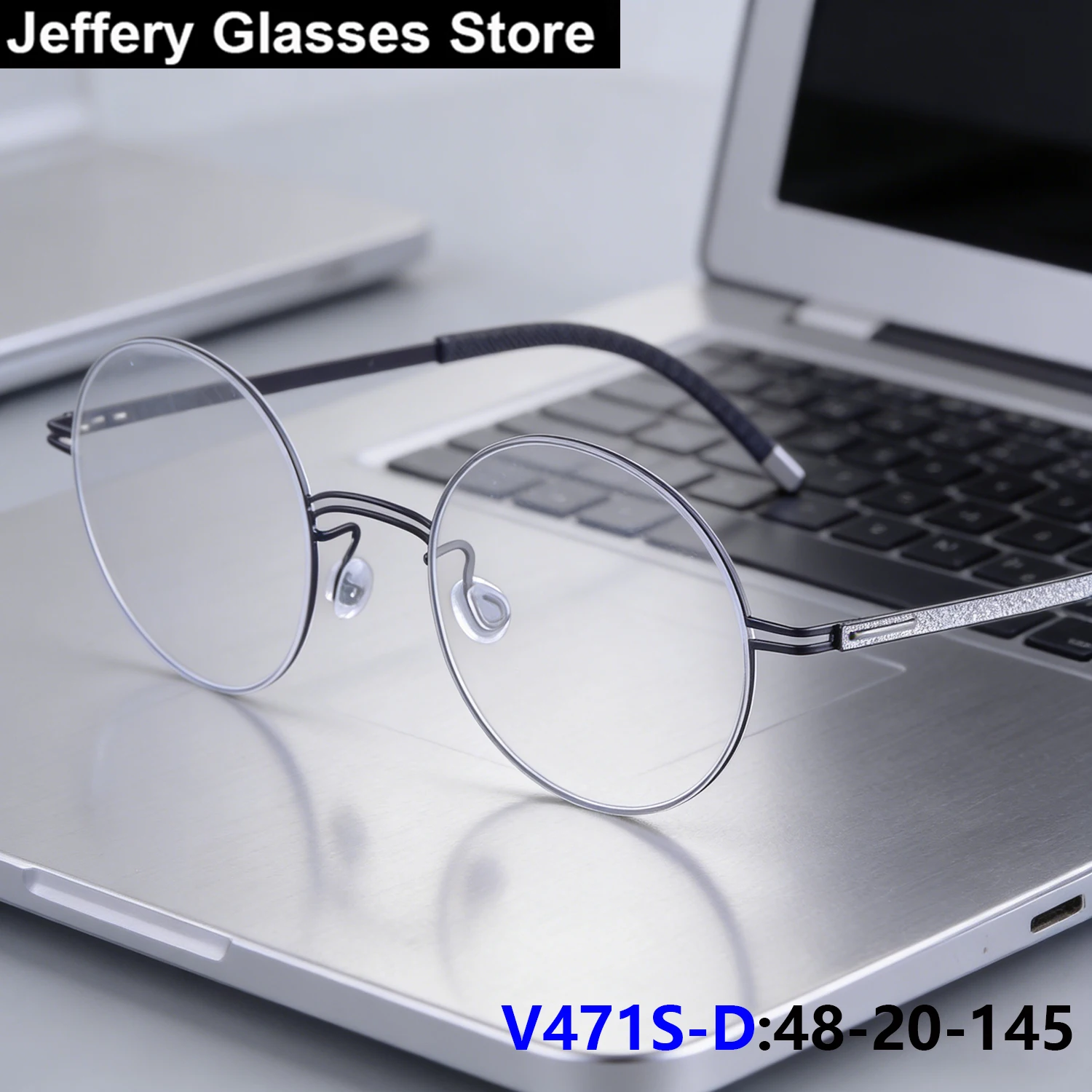 

Newest Round Titanium Glasses Frame V471S-D Men Women Ultralight Eyeglasses Diamond Leg Luxury Screwless Brand Design Spectacle
