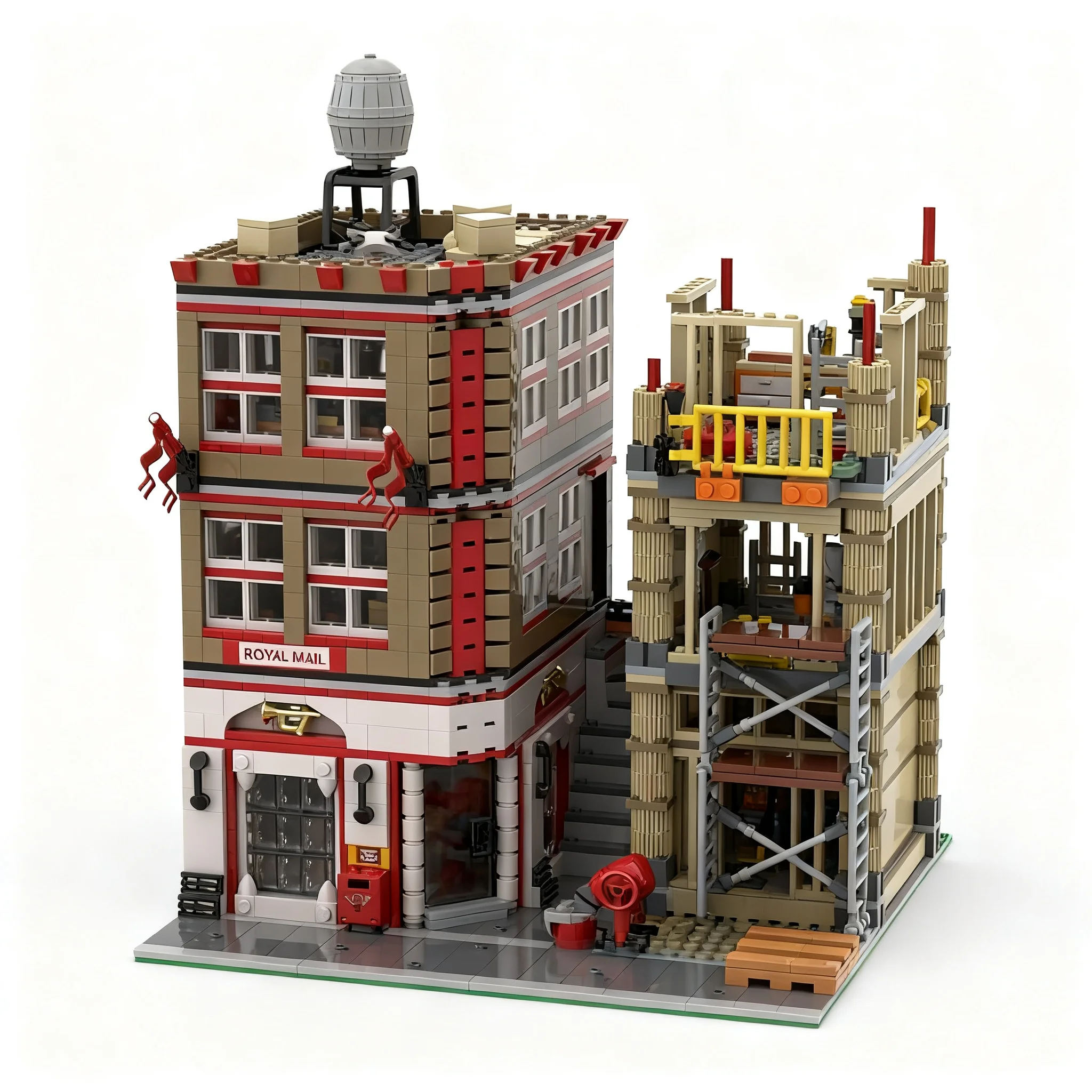 2211pcs MOC Modular Streetscape Post Office Construction Site Modular Model Building Blocks Architecture Toys Christmas Gift