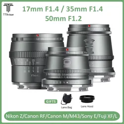TTArtisan 17mm F1.4 35mm F1.4 50mm F1.2 APS-C Manual Focus Titanium Grey Portrait Photography Lens for Sony E Fuji X Canon M M43