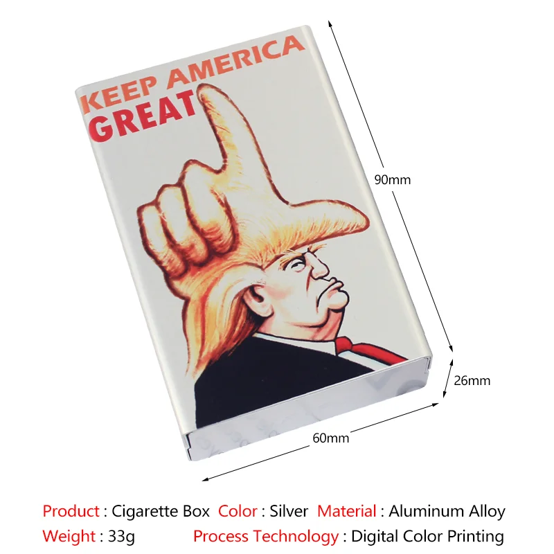 2024 Donald Trump MAGA 2025 Inauguration Day Smoking Gift Aluminum alloy Sliding Cigarette Box Case Photo LOGO Name Custom DIY