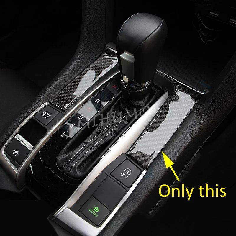 For Honda Civic 10th 2016-2021 Carbon Fiber Interior Gear Shift Shifter Panel Cover Trims