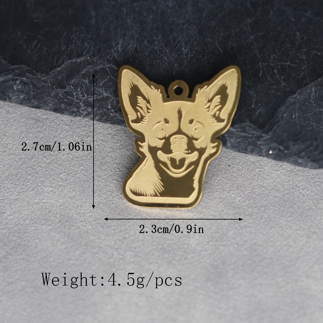 2pcs Cute Funny Quirky Big Ears Chihuahua Dog DIY Jewelry Lucky Charms Kids Gifts Stainless Steel Pendant Animal diy Accessories