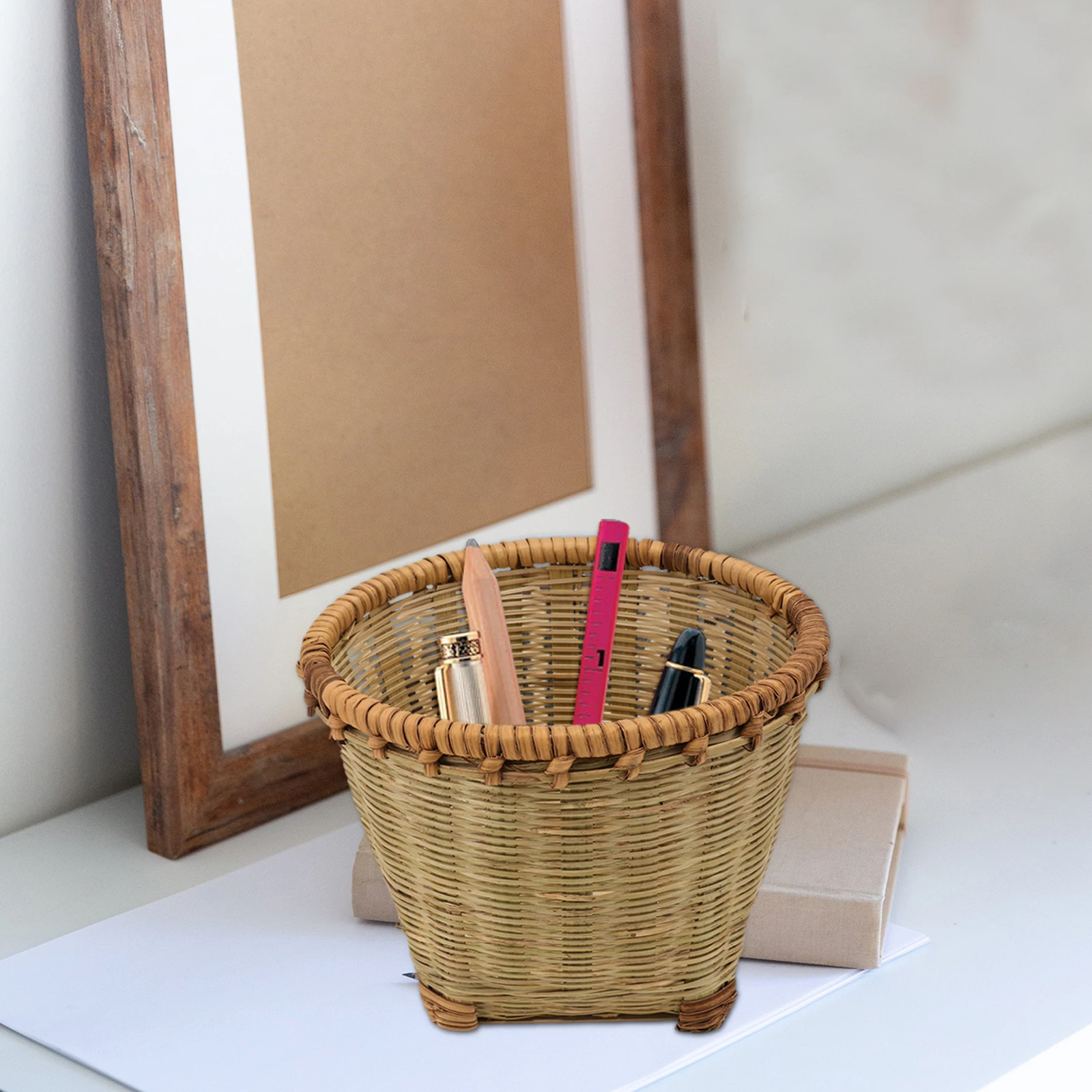 

Bamboo Storage Woven Basket Mini Stationery Container H Bamboo Storage Basket made Desk ganizer Material