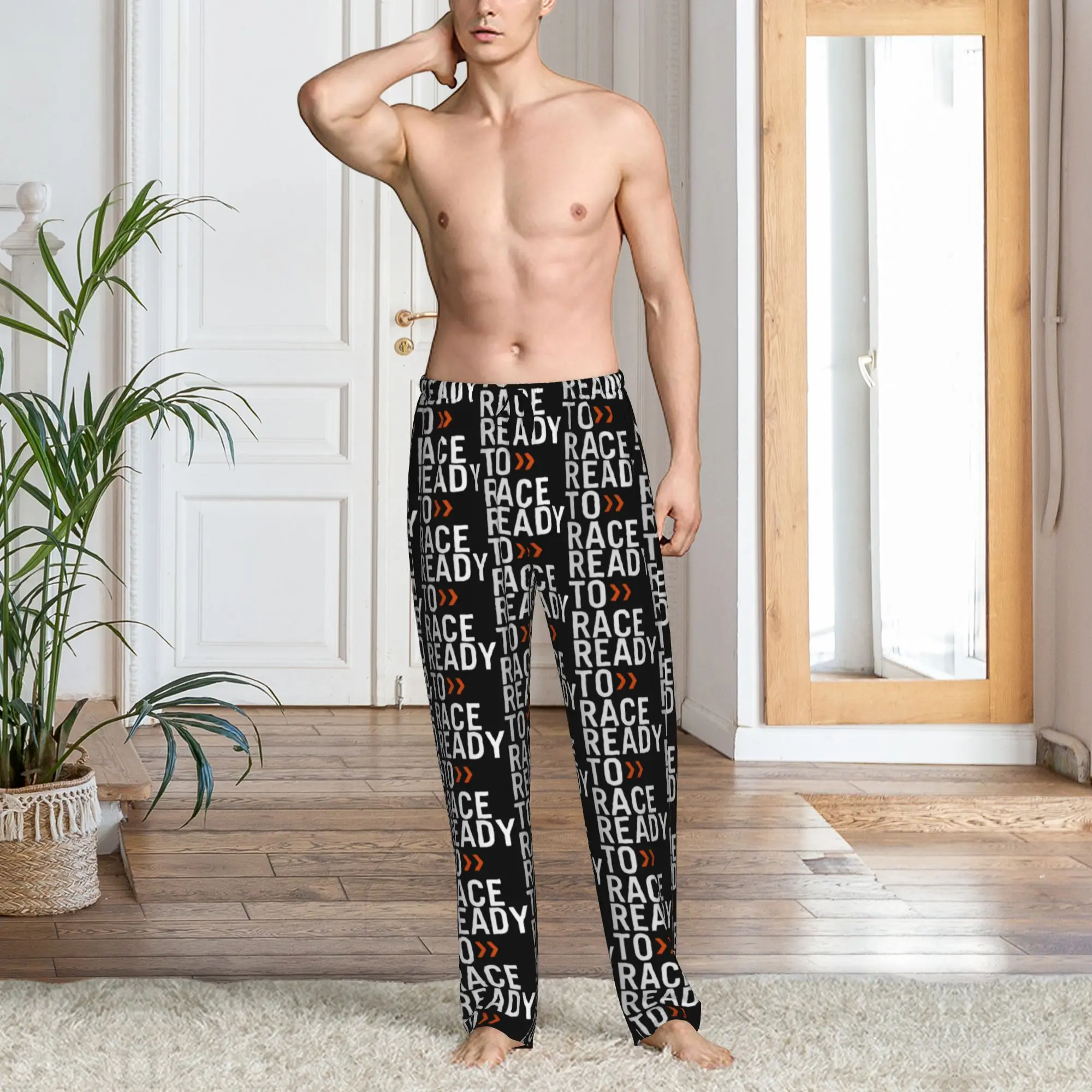 Custom Printed Men Ready To Race Pajama Pants Enduro Motocross Race Sleepwear Sleep Lounge Bottoms with Pockets - view 6