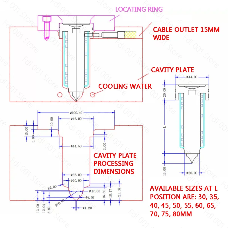Hot Runner Nozzle Single Point Gate Hot Nozzle Single Point Hot Nozzle Hot Runner Accessories Hot Runner System