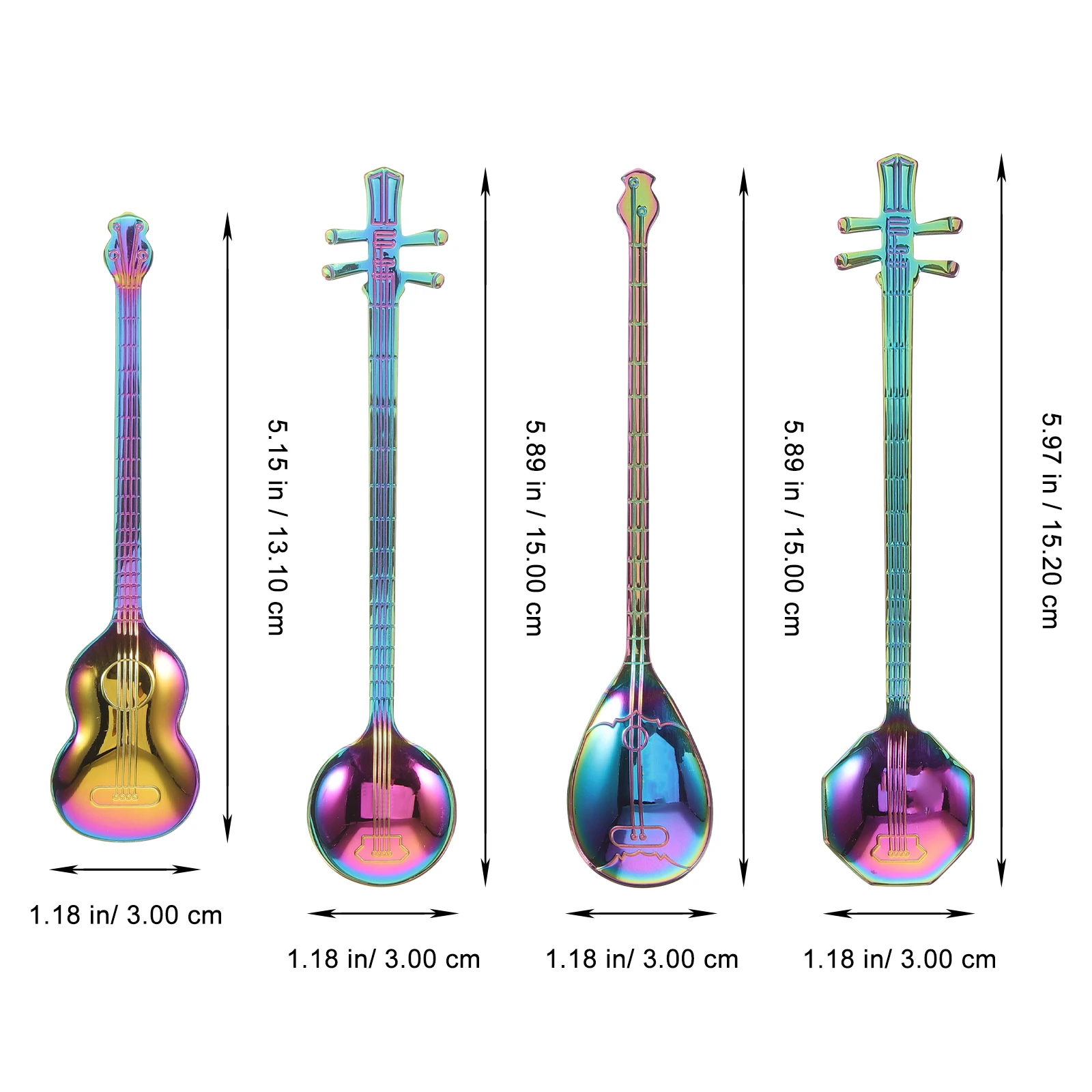 

4 Pcs Music Bar Spoons Coffee Dessert Stainless Steel Instrument Shape Multi Functional Easy Families Restaurants