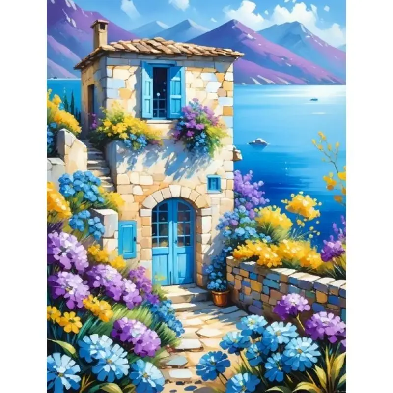

5d Diamond Painting Arts And Crafts Diy Crafts Village Scenery Full Round Diamond Art Kit Home Wall Decor Rhinestone Of Picture