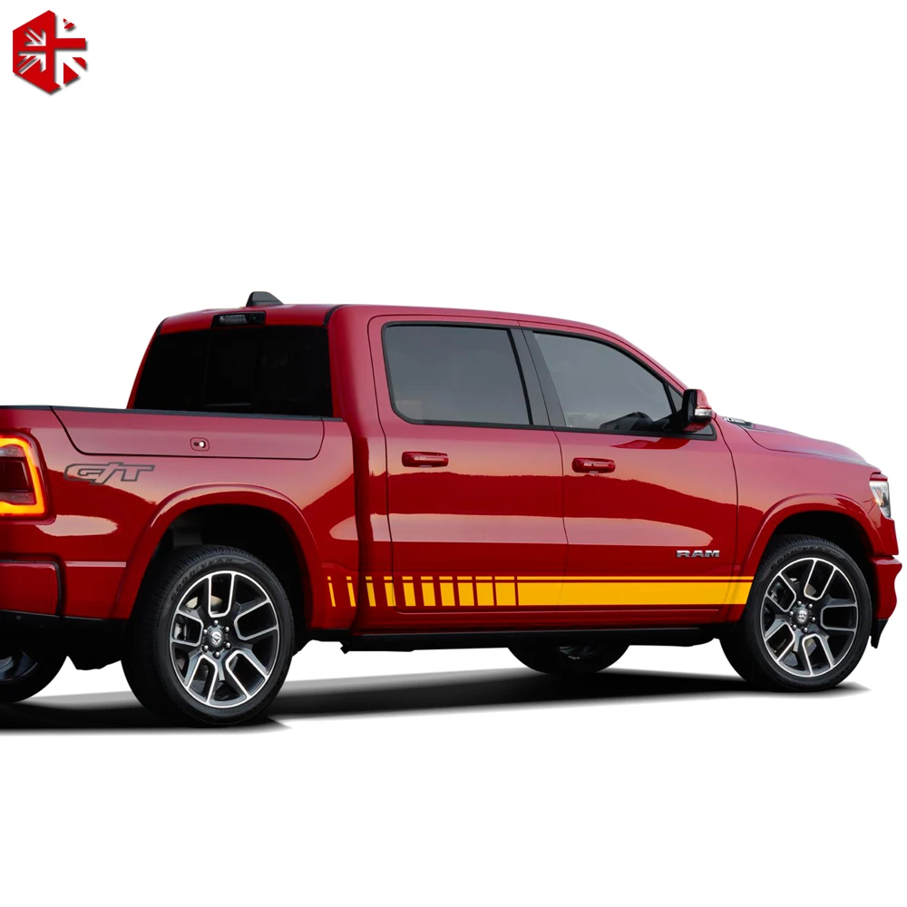 2pieces Car Body Door Side Stripes Skirt Decals Stickers For Dodge Ram 1500 TRX Classic 2500 3500 Chassic CAB 2009-2022 - view 3