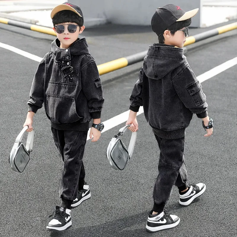 Children’s Clothing for Girls 2023 New Spring Boys Denim Set Long-sleeved Jacket + Pant 2pcs Suit Baby Boy Clothes