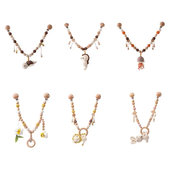 Ahşap diş kaşıyıcı bebek yatağı asılı çıngırak oyuncak tığ işi çıngırak bebek konfor oyuncak sevimli hayvan tığ işi odası dekor bebek arabası çıngırak oyuncak