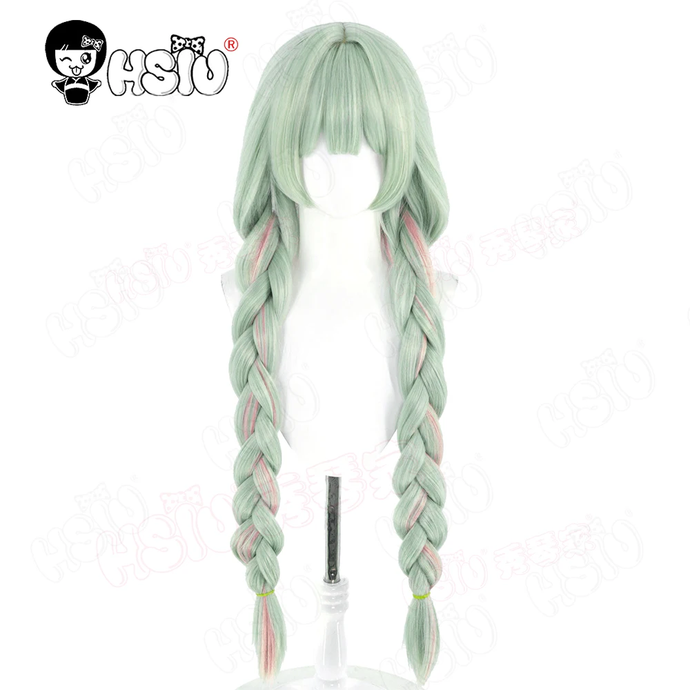 Peruka Cosplay Phrolova, peruka syntetyczna z włókna 「HSIU」95CM, długa peruka w kolorze niebiesko-szarym z mieszanką szarości i różu + czepek pod perukę, peruka cosplay z gry Wuthering Waves