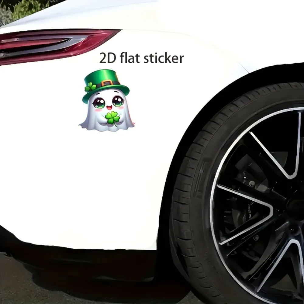Cute Green Hat Four Leaf Clover Vinyl Sticker Suitable for s Mobile Phones Walls Funny Bump Car Laptop Window Bumper