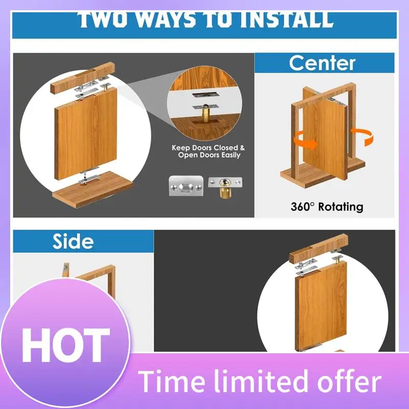 

B69C Door Pivot Hinges Heavy Duty Hinges For Max 200 Lb Wood Doors ,Pivot Hinges For Door Bookcase,Secret Door