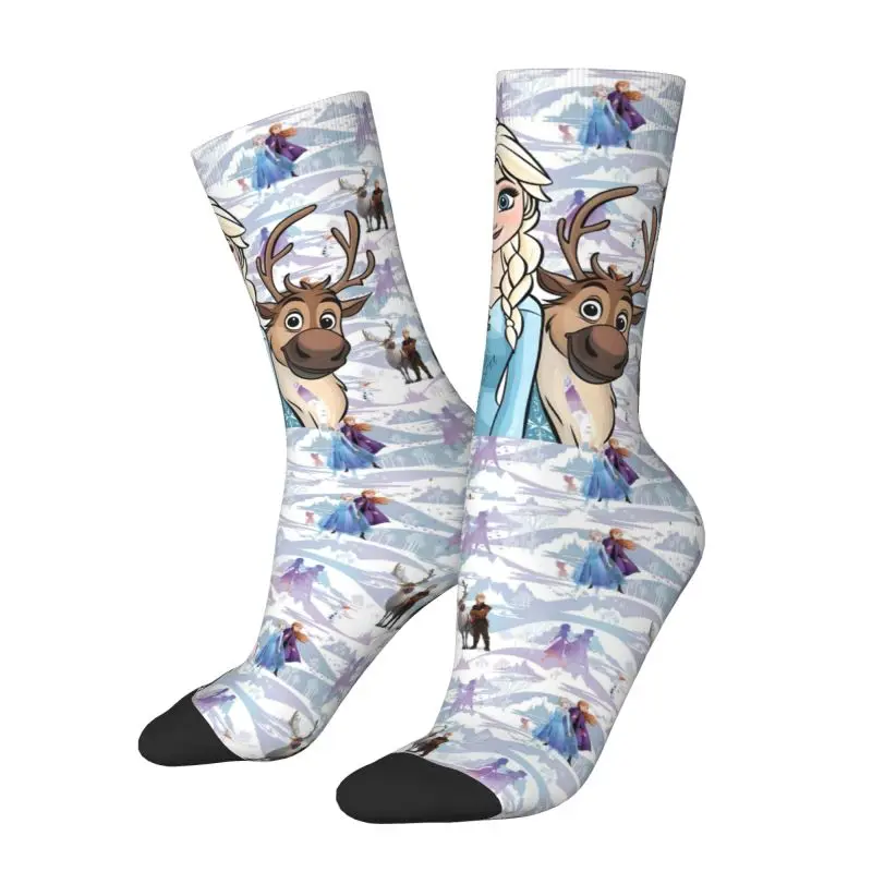 Custom Frozen Cartoon Men's Crew Socks Unisex Cute Spring Summer Autumn Winter Dress Socks