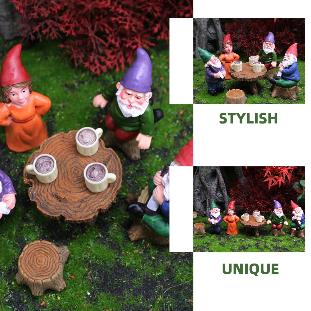 

6pcs Mini Garden Gnomes Set Resin Dwarf Figurines For Outdoor Yard Decor, Fairy Garden Accessories, Micro Landscape Ornaments,