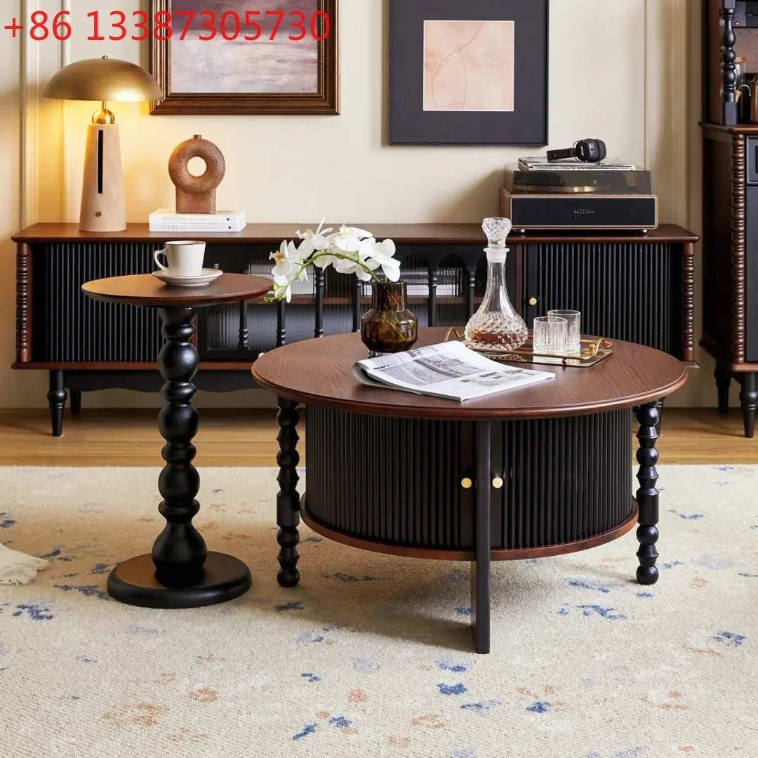 

Французский ретро-столик из массива дерева, круглый кофейный столик, средний антикварный столик для небольшой квартиры, для дома