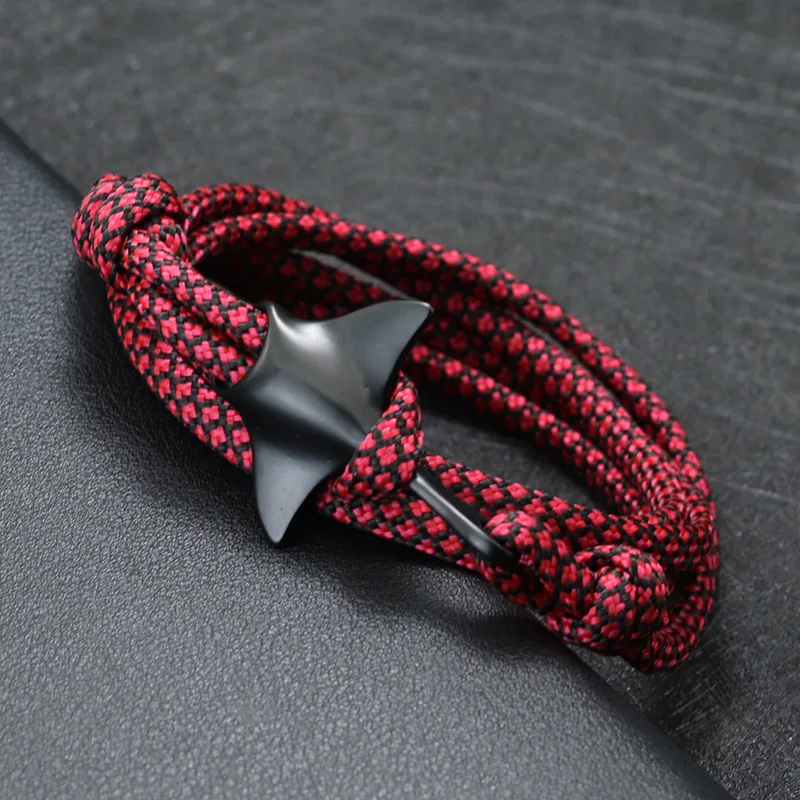 New Manta Bracelet For Men Double Layer Adjustable Paracord Rope Braclet Marine Animal Protection Braslet Beach Surfer Jewelry