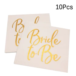 Servilleta de papel dorada Birde To Be para boda, vajilla desechable, despedida de soltera, despedida de soltera, suministros de decoración para fiesta nocturna, 10 Uds.