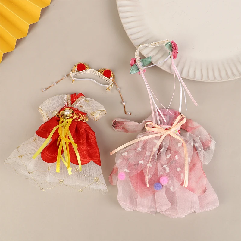 16CM Chinese Style Mini Hanfu Clothing Dress Ancient Costume Gown For Dolls Clothes Accessories Kids Pretend Play Toys