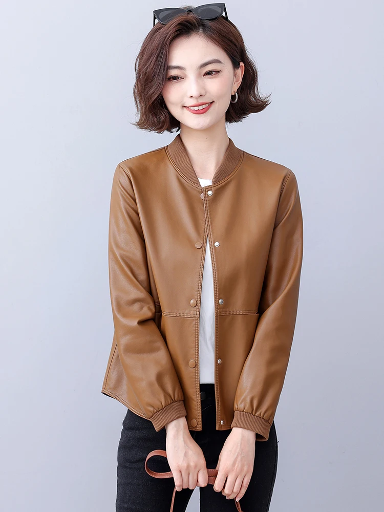 本革またはジャケット女性用韓国カジュアルシープスキンコート秋の新作通勤風スリムフィット