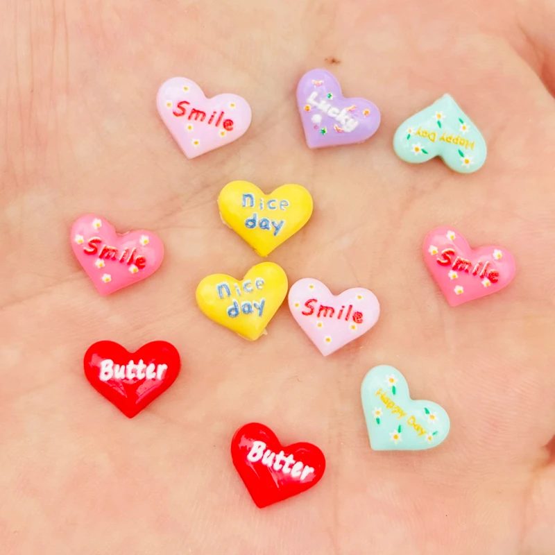 50 Pcs New Cute Resin Cartoon English letter peach heart Flat Back Scrapbooking DIY Jewelry Manicure Hairwear Accessories A37