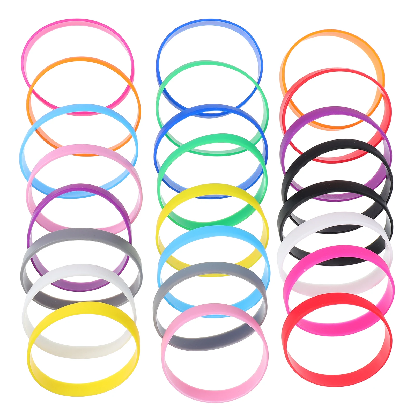 24Pcs Silicone Wristbands Soft Comfortable Reusable Multicolor for Parties Teens Outdoor Concerts