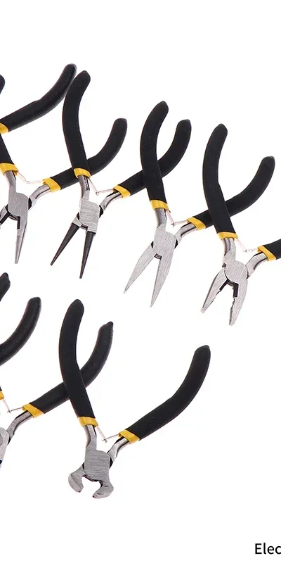 Lightweight Mini Pliers, Convenient Portable Carbon Steel Forged Jewelry Pliers, Hand Tools with Round, Flat and Long Nose