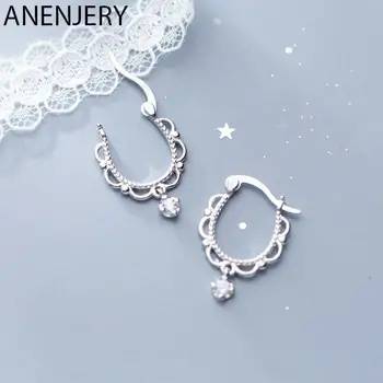 ANENJERY Stříbrné barevné jemné duté krajkové náušnice ve tvaru kruhu, roztomilé ušní šperky pro ženy, dárky pro párty, velkoobchodní prodej, S-E1157 12 nejlepší prodej krajka Swarovski - №3