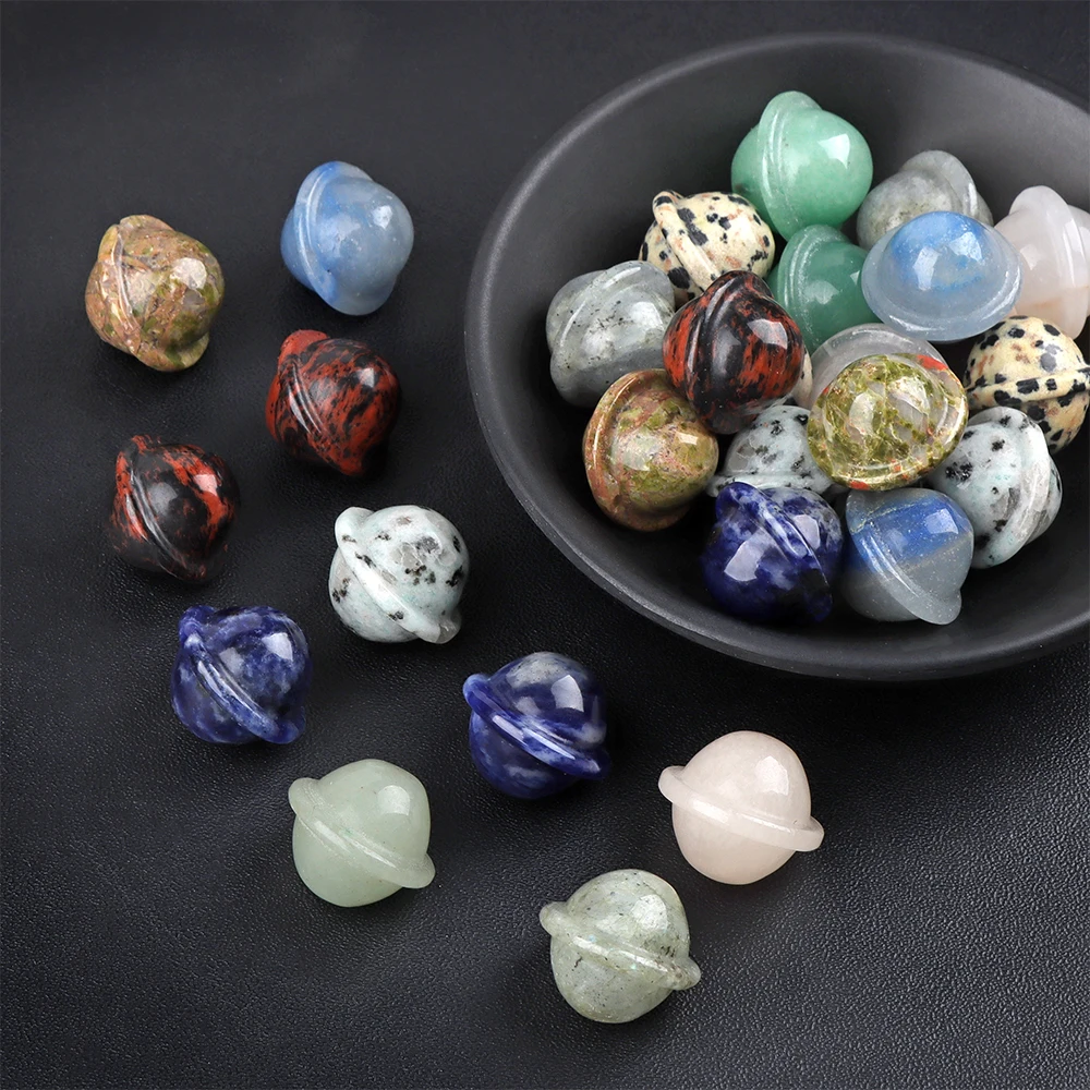 16x18mm Natural Crystal Stones Statue Cute Planet Energy Ornament Reiki Room Home Aquarium Decoration Crafts Stone Collect 5pcs