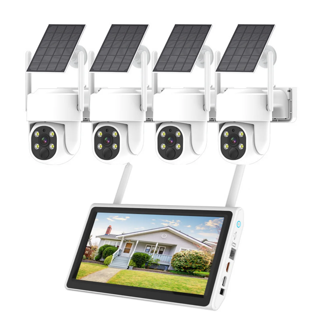 4MP 4CH 10.1 inch LCD Screen 4MP 4CH Battery Outdoor Wireless 8 Channels NVR Kit Solar Camera Wifi CCTV Systems