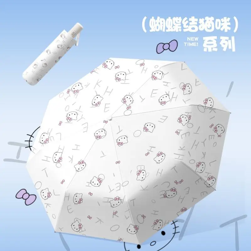 

Зонт Sanrio, новый зонт Hello Kitty Kawaii, виниловый зонт от солнца, защита от ультрафиолета, высокий внешний вид, ручной зонт, тройной зонт для девочек, хит продаж