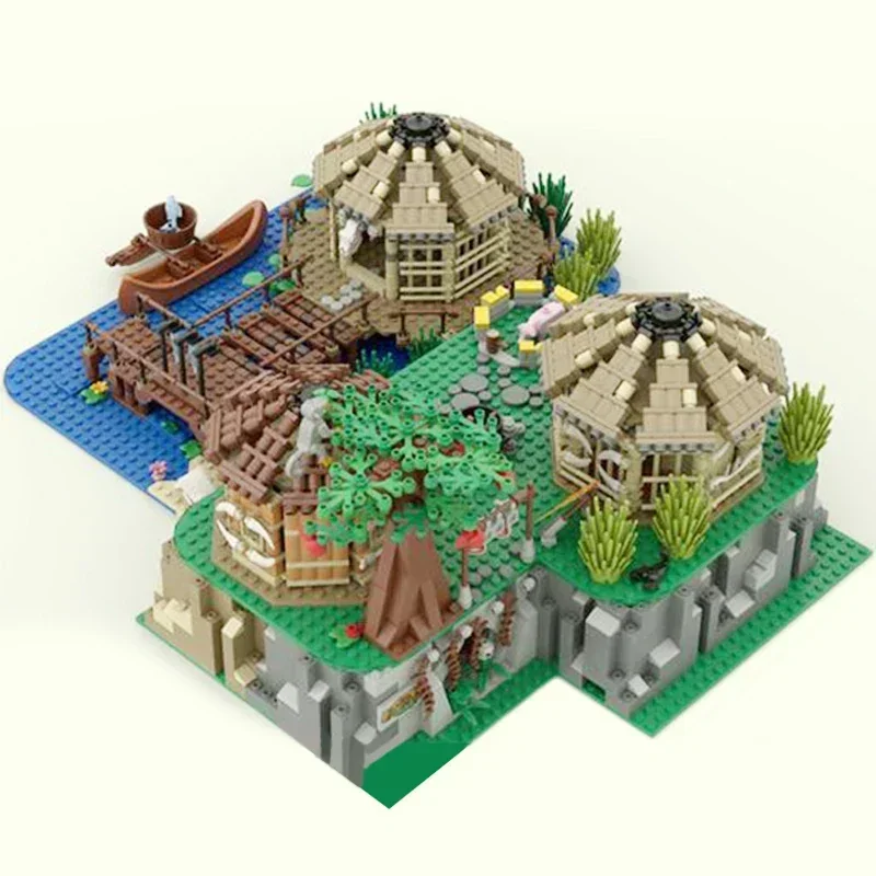 Modello modulare Street View Moc Mattoni da costruzione Villaggio preistorico Tecnologia Blocchi Regali Giocattoli di Natale Set fai da te Assemblaggio