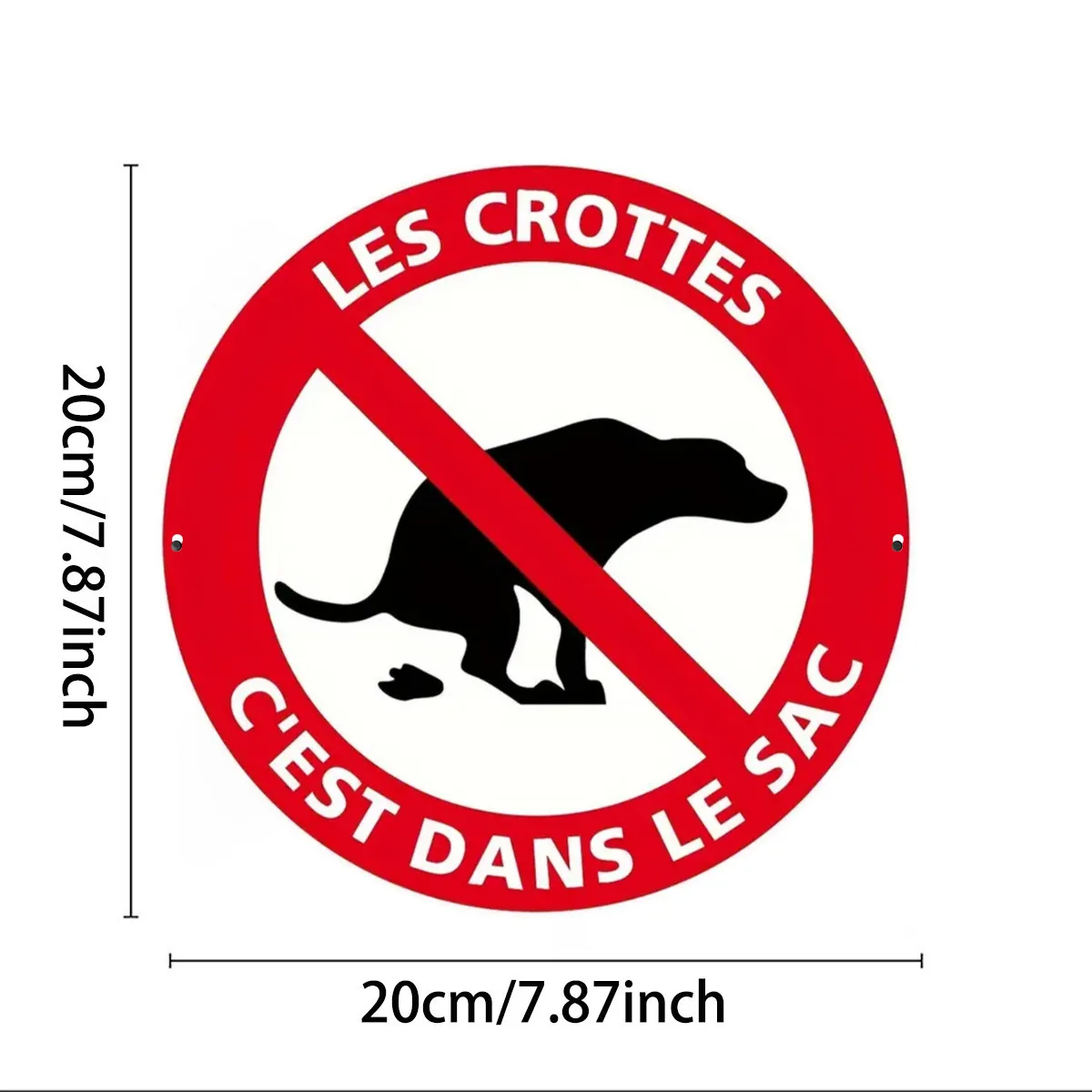 French-style circular wooden sign - no dog poop, multi-functional outdoor decoration, home, garden, bar, garage, etc