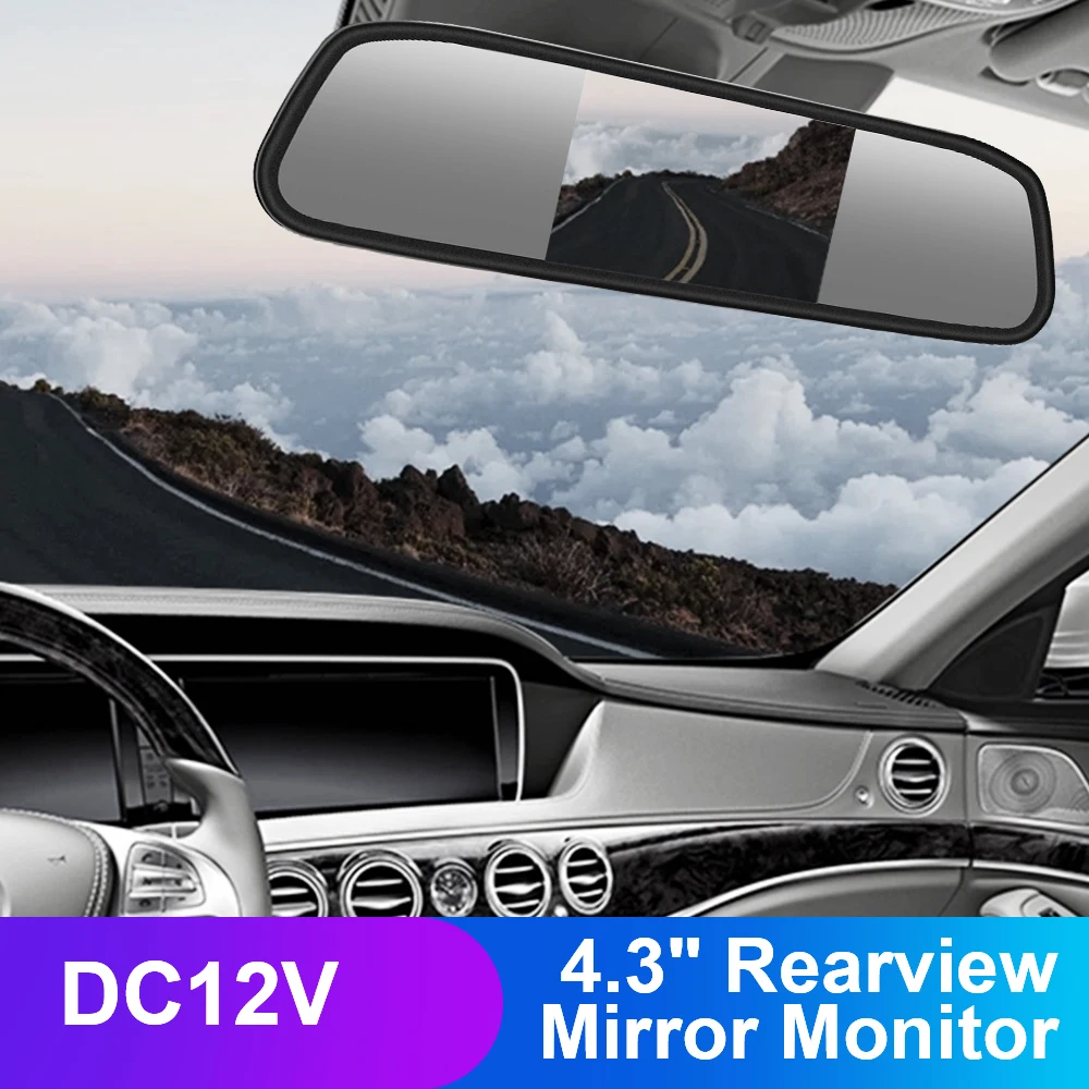 Car Rearview Mirror Display Universal TFT LCD Color Monitor HD Video Auto Parking Monitor 4.3 Inch Rearview
