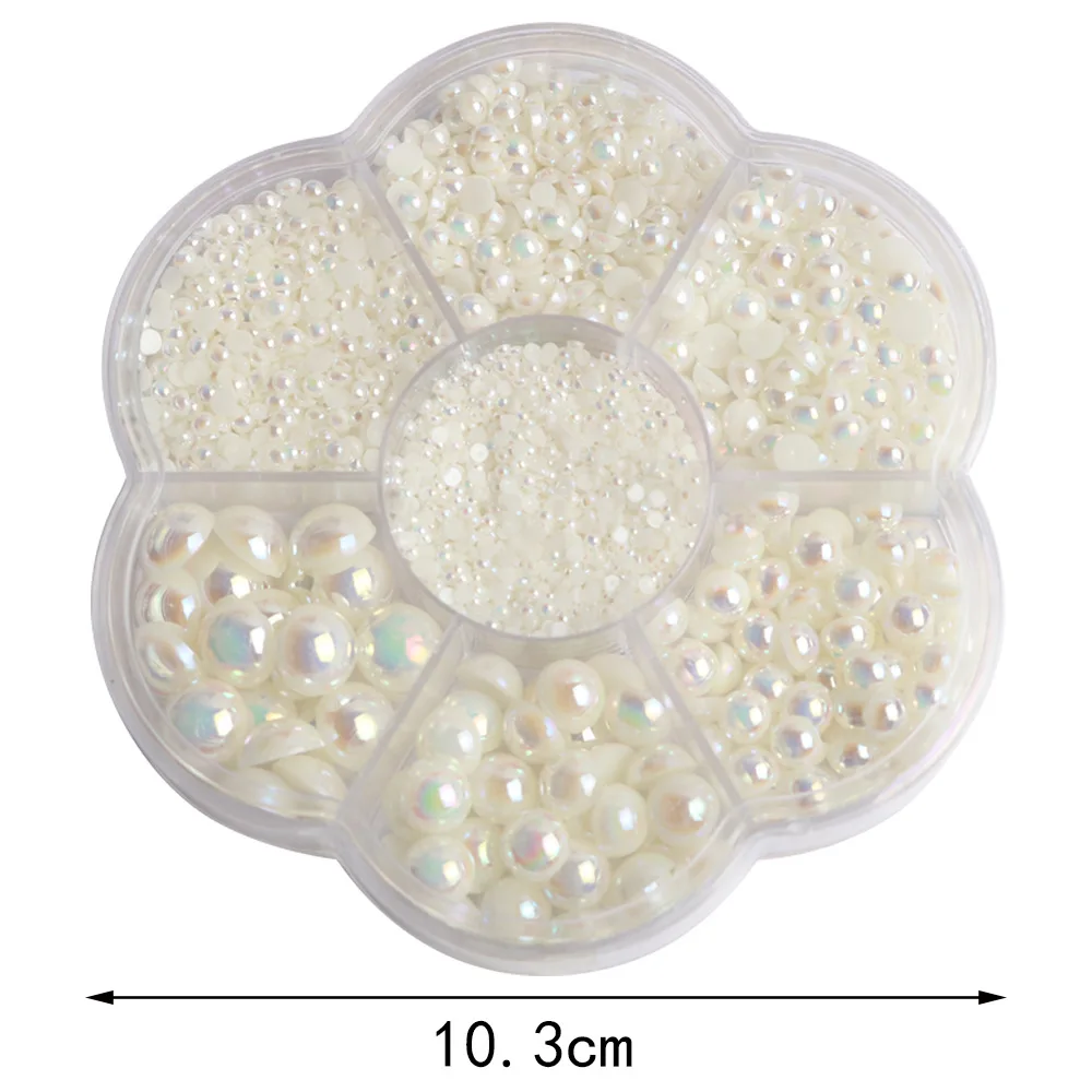 Semi-circle multi-size flat bottom AB imitation pearl accessories headdress hair accessories clothing DIY paste drill 2800 boxes