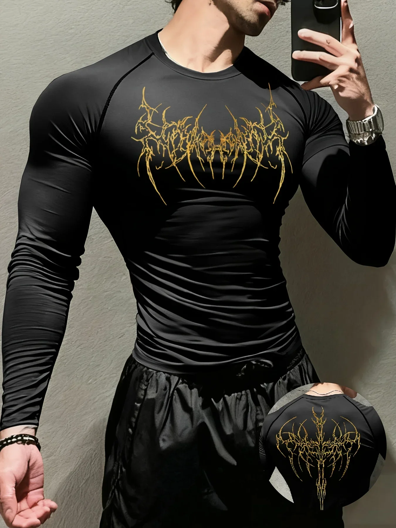 New men's and women's tight fitting clothes, featuring gothic fashion and personalized printing,with elastic and comfortable fit